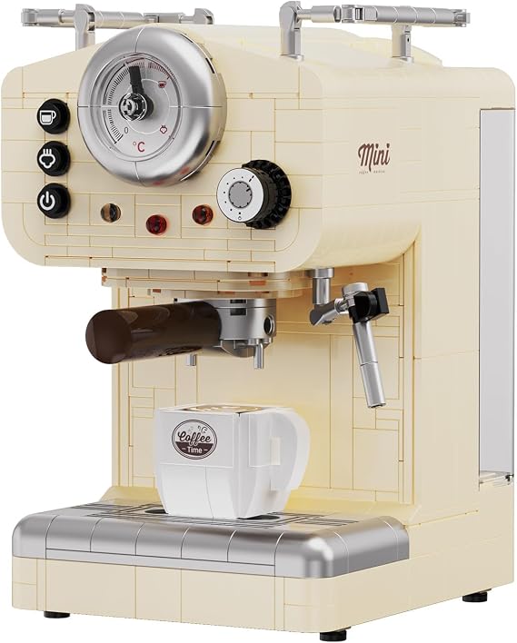 Retro Coffee Machine Building Set for Adults, 678PCS | Vintage Espresso Model, Realistic Espresso Details, Movable Steam Wand, Vintage Home Display, Creative Adult Building Set