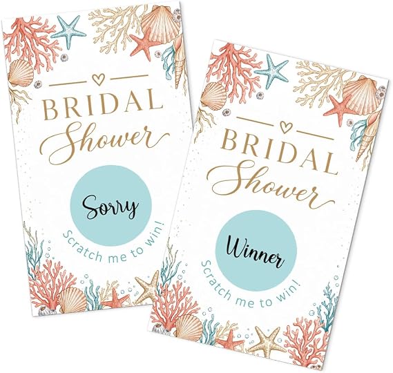 50Pcs Bridal Shower Scratch Off Cards, Tropical Ocean Scratch Game