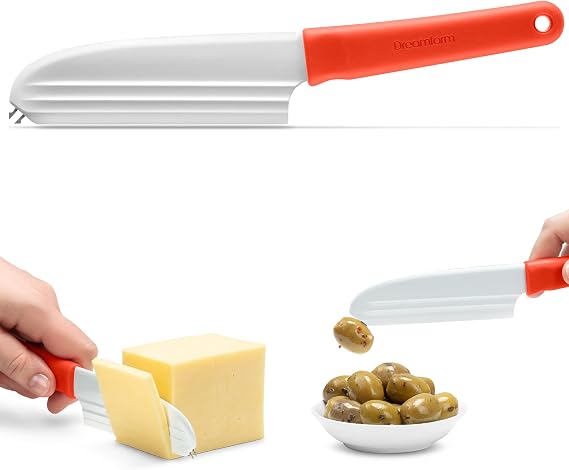 Dreamfarm Knibble Non-Stick Cheese Knife with Built-In Fork - Red