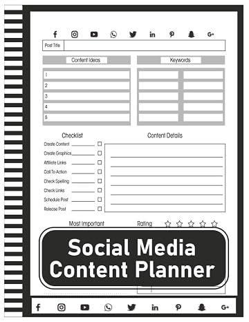 Social Media Content Planner: Notebook for Tracking Your Social Media Content, Gift Idea for Managers, Influencers and Content Creators - 8.5" x 11" 100+ Pages