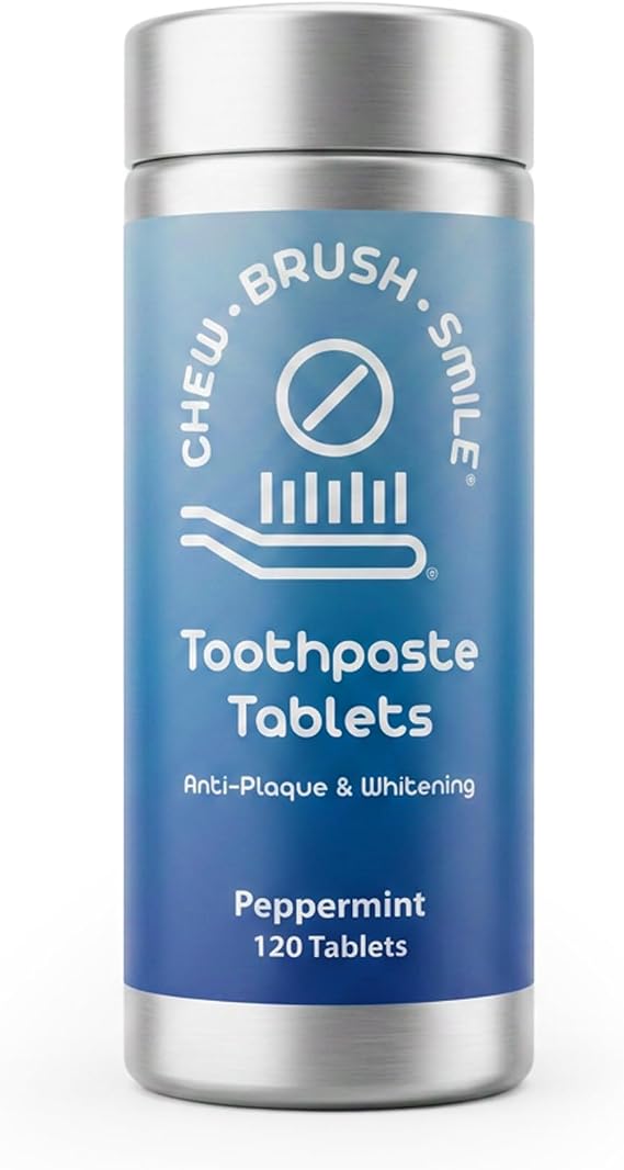 Chew Brush Smile Toothpaste Tablets 120 Count, Peppermint