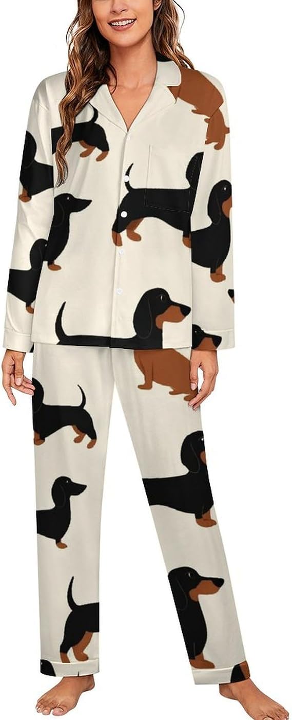 Supdreamc Women's 2 Pack Pajama Set Button Down Lounge Pants Set