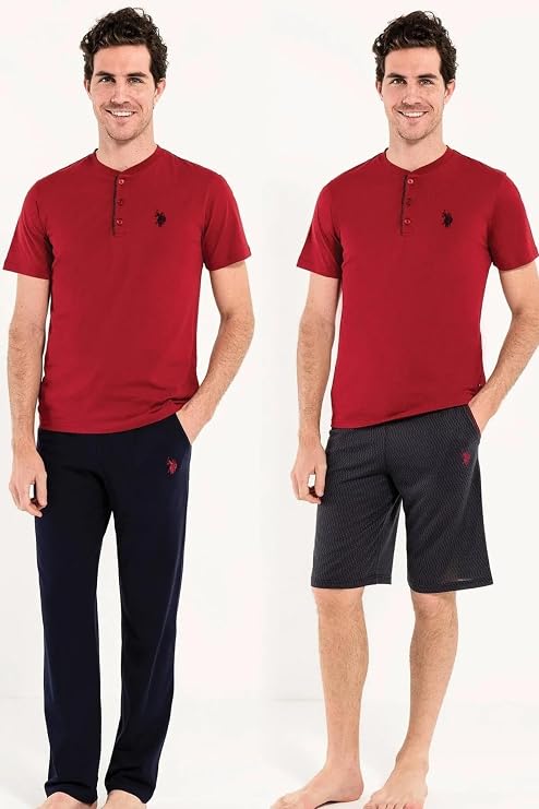 U.S. POLO ASSN. Erkek Pijama Takımı 3'lü 12005 | Bordo | Turqualy-M