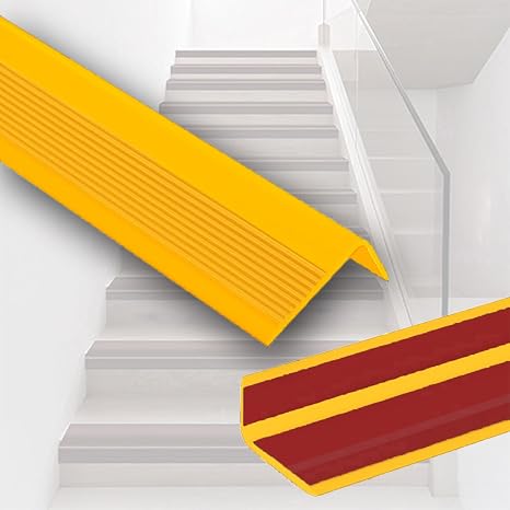 Stair Nosing 7Ft - Yellow Rubber Edge Trim for Steps, Vinyl Stair Nose Molding, Staircase Step Edge Protector for Indoor & Outdoor - Non Slip
