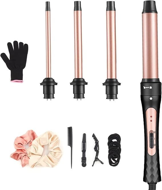 Curling Iron Set 4 in 1 Curling Wand with 0.35"-1.25" Ceramic Barrels