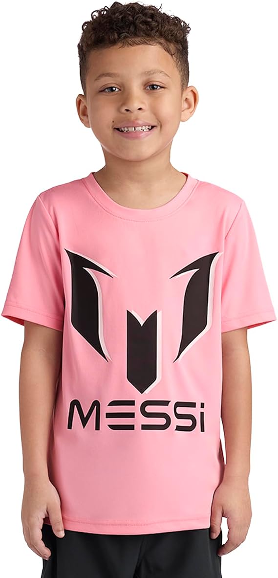 Messi Boys' Lifestyle Short Sleeve Top, Loose-Fit Shirt with Logo, Comfortable, All-Day Wear