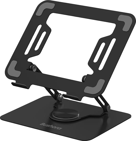 Laptop Stand for Desk, Portable Adjustable 360 Degree Rotatable Laptop Stand for MacBook and All Laptops Notebooks, Ergonomic Computer Riser Stand (Black)
