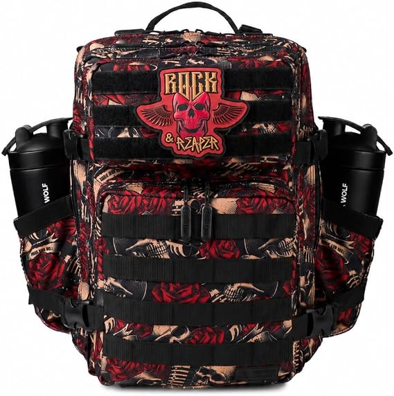 WOLFpak 25L アスレチックジムバックパック - 耐久性のある1000D防水オックスフォード素材、MOLLEウェビング、ラップトップポケット付き, Rock & Reaper。, 25L, 25リットルのバックパック。