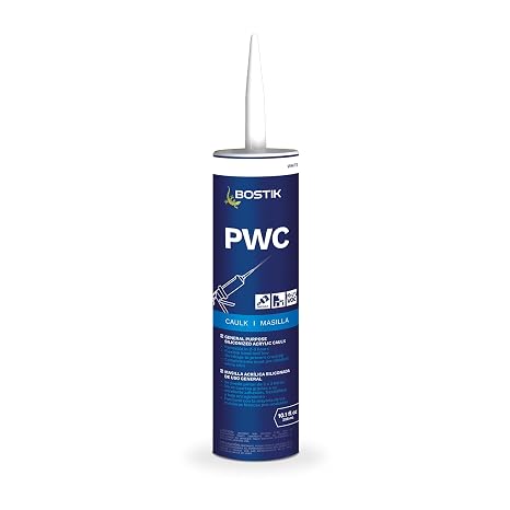 BOSTIK PWC White 10.1oz General Purpose Paintable Siliconized Caulk | Professional Grade | Internal & External Household Use On Trim, Moldings, Doors, Windows, Countertops, Stone & More | 1 Cartridge
