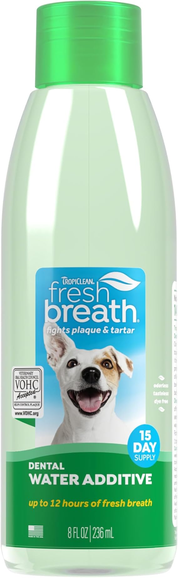 TropiClean Fresh Breath Dental Water Additive, Dog Breath Freshener, 8oz