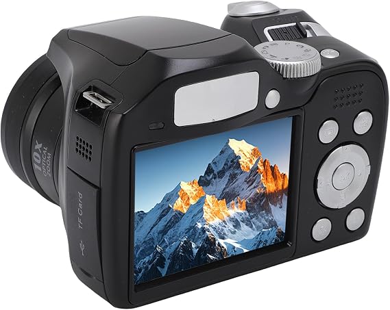 Digital Camera 4K 60M UHD DSLR Camera with 12x Optical Zoom 6X Digital Zoom Built-in LED Flash for Travel Photography (Black)