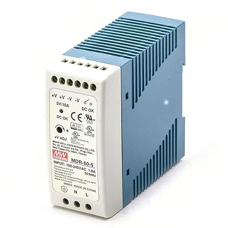 MDR-60-5 60W Power Supply - 5V 10A, AC-DC DIN Rail Power Supply for Industrial Applications