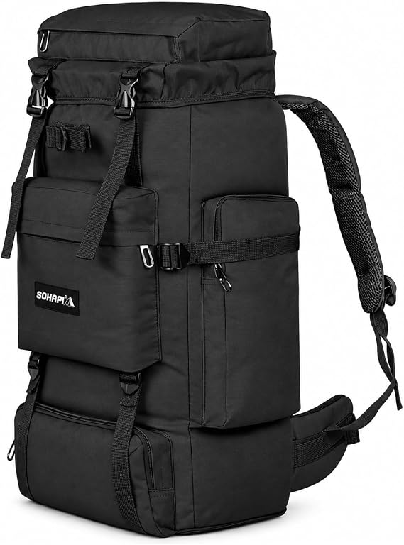 SOHAPI Large Capacity Hiking Backpack 70-85L Ultra-Lightweight 1.28kg, Disaster-Resistant & Water-Resistant Breathable Backpack with 3D Mesh Back Support, 6 Pocket Storage, Tear-Resistant Nylon