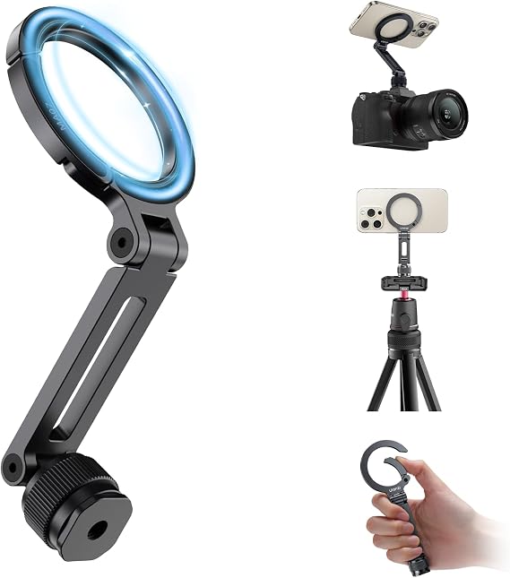 ULANZI MA07 Magnetic Phone Tripod Mount for Magsafe, Aluminum Camera Phone Mount with 1/4" Screw, Cold Shoe Magnetic Tripod for Camera, Copatibale with iPhone 17/16/15/14/13/12 Series