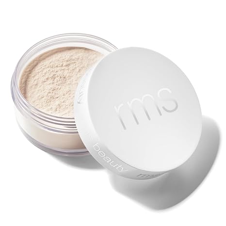 RMS Beauty Hydra Setting Powder Translucent Loose Powder, 0.21 oz | Loose face powder for oily & mature skin. Delivers a hydrating matte finish, soft focus oil control, pore blurring.