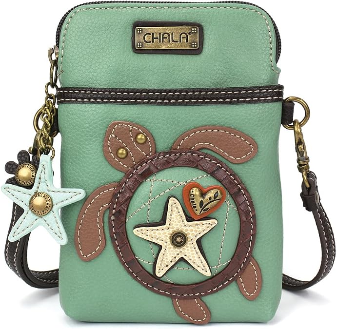 CHALA Ocean Collection Cell Phone Crossbody Purse-Women PU Leather/Canvas Multicolor Handbag with Adjustable Strap
