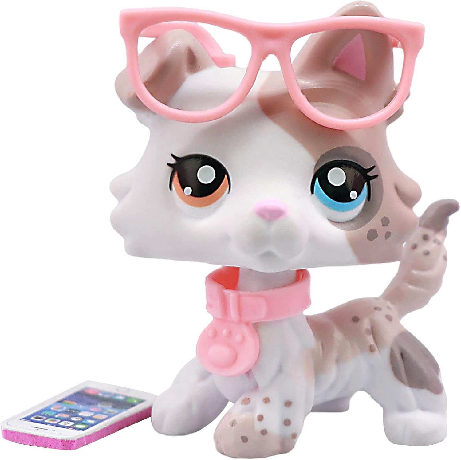 Tiramisu Collie One Ear Up Spot 2 Different Eyes with Accessories Lot Dog Figures Collection Boys Girls Kids Gift Set 00001
