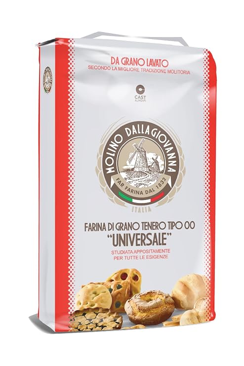 Molino Dallagiovanna All Use Universale Cold Water washed Italian Baking Flour 5kg bakers bag 11 lbs Non GMO, No bleaching, No potassium bromate, No Glyphosate