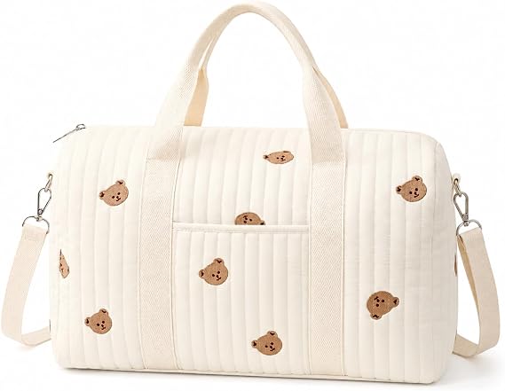 Embroidery Changing Bag Tote, Large Capacity Stylish Cotton Mommy Bags Hospital Maternity Tote Handbag, Portable Travel Bag Multifunction Nappy Diaper