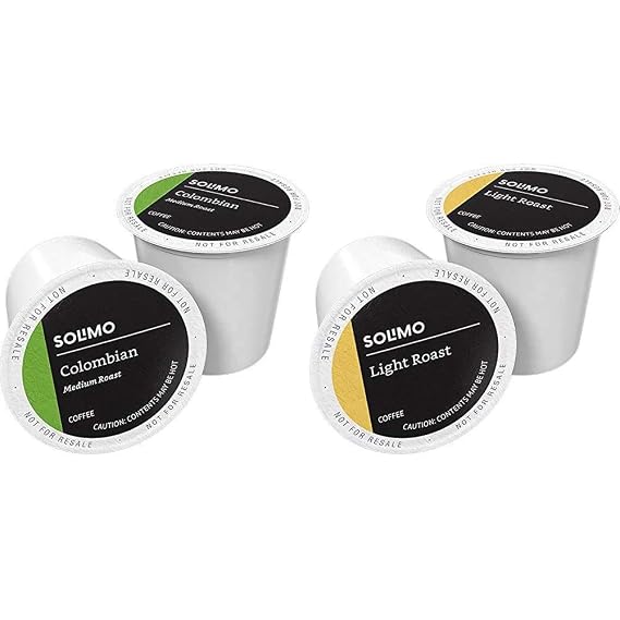 Amazon Brand Solimo Colombian and Morning Light Coffee Pods Compatible with Keurig Brewers
