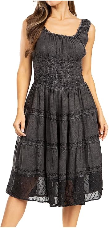 Sakkas Womens Mid Length Spring Maiden Ombre Peasant Dress