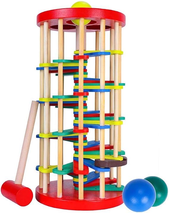 AVIUDHE Wooden Ball Drop Toy Kids Pounding Bench Hammer Pound Roll Ramp Toys Children Educational Montessori Gift for 3 4 5 Years Old Babies and Toddlers