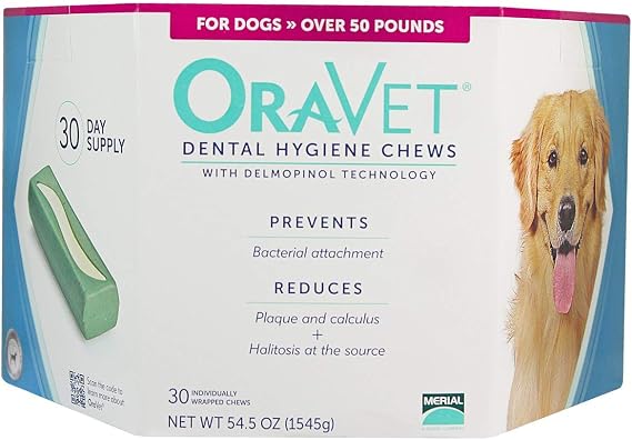 Merial Oravet Dental Hygiene Chew for Large Dogs (50 lbs and over), Dental Treats for Dogs, 30 Count
