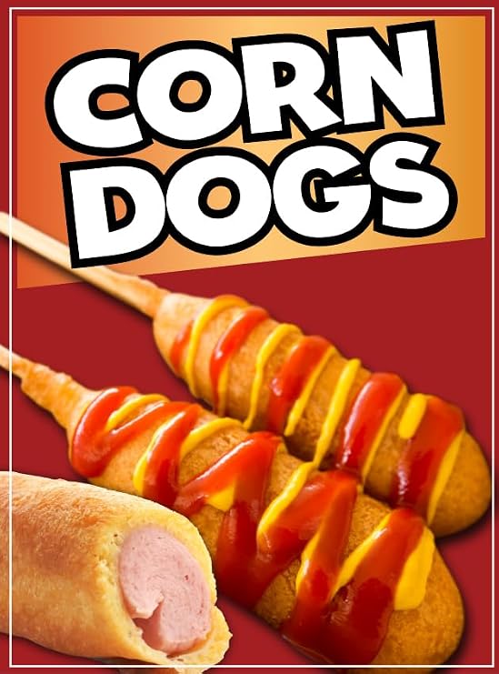 Corn Dogs Decal Window Sticker Truck Concession Vinyl Restaurant Sticker Sign Adhesive (14" x 10")