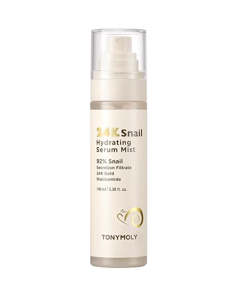 TONYMOLY 24K Snail Hydrating Serum Mist 3.38 oz 92% Snail Mucin Face Mist with Niacinamide, Peptides & Gold for Radiant Skin, Moisturizing Korean Toner Spray for Hydration & Anti-Aging