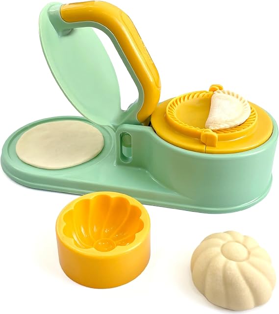 3 in 1 Dumpling Maker Machine for Adult Kids, Dumpling Skin Maker Dumpling Moulds, Home Manual Dumpling Making Tool, Happy & Easy to Make Dumplings for New Year (Green)