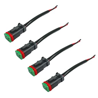 4Pcs DT DTP 2 pin Female Bulb Socket Headlight Adapter Connector Wiring Harness Light Fog Use Retrofit Replacement for LED Light Work Bar