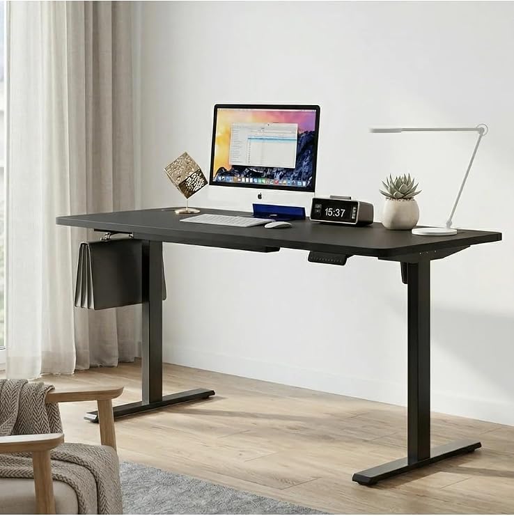 adornist - Yüksekliği Ayarlanabilir Ergonomik Bilgisayar & Çalışma Masası - Tek Motorlu (2 Hafızalı) (Siyah, 160 * 60)