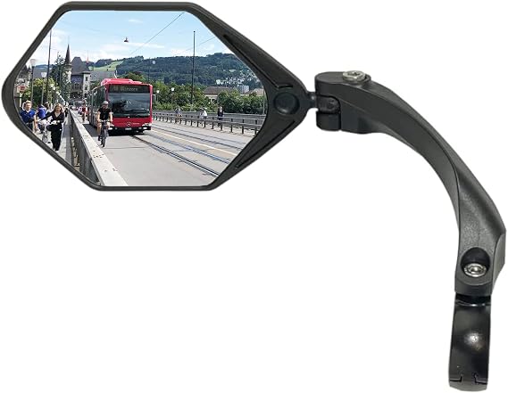 Hafny NEW Handlebar E-Bike Mirror, Large Surface Mirror, HD Automotive Grade Glass, Safe Blast-Resistance, Cycling, (HF-M904-FR01B) (Anti-glare Blue Glass Left)