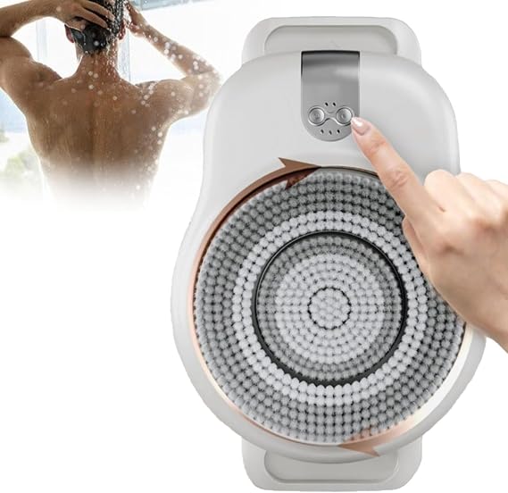 Wall Mounted Electric Back Scrubbers,Electric Back Exfoliating Bath Wash Pad w/18CM Large Brush Head,Automatic Rota-Tion,2-Speed Adjustment
