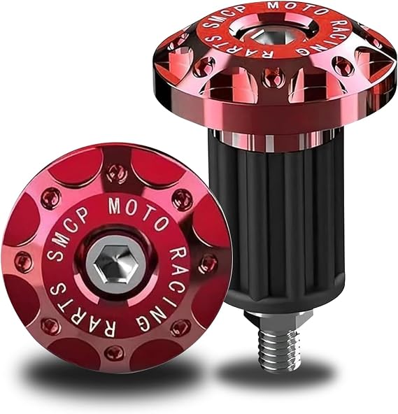 Motorcycle Bar End Plug 2 PCS Universal 7/8" (22mm) Aluminum Alloy Handlebar Grip End Caps, Personalized Modified Anti-rust Handlebar Ends Caps Replacement for Dirt Bikes, Scooters(Red)