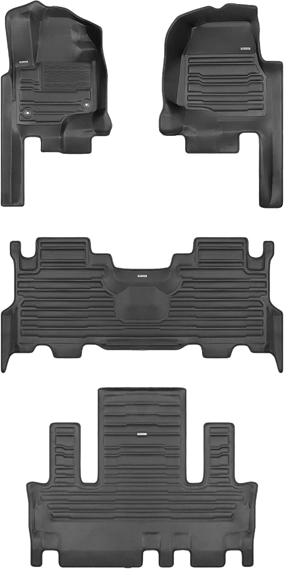 TuxMat - for Ford Expedition Max 7-Seater 2018-2024 Models - Custom Car Mats - Maximum Coverage, All Weather, Laser Measured - This Full Set Includes 1st, 2nd and 3rd Rows