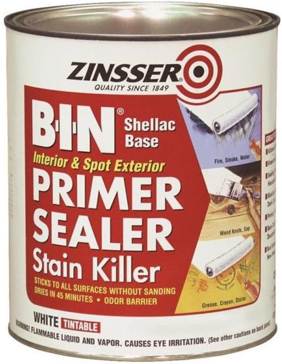 qt Zinsser 00904 White Zinsser, B-I-N Shellac Base Interior/Exterior Primer/Sealer