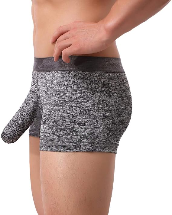 Men's Pouch Cotton Underwear Boxer Briefs with Elephant Nose Classic Exotic Trunks Jockstrap Bulge Enhancer Sexy Soft
