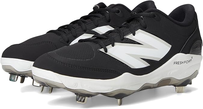 New Balance Men's Fresh Foam X 3000 V7 Baseball Shoe, Black Synthetic/White, 16 M