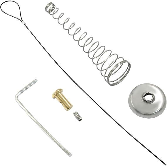 Gate Latch Cable Pull Adjustable Spring Release Black Opener | Steel Cable Rust-Resistant, Spring Gravity Self-Locking, Opens Gate From Opposite Side, Brass Cylinder Wrench Included