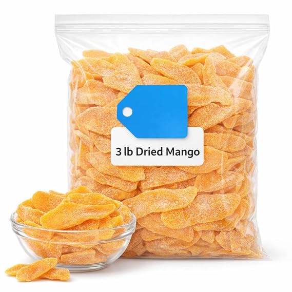 Dried Mango 3 lb Bulk Bag, Chewy Mango Slices for Snacking, Baking & Trail Mix
