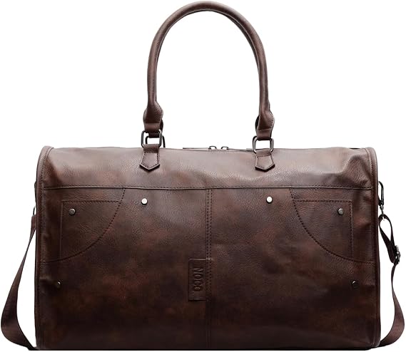 Travel Duffle Bag, PU Leather, Travel Weekender Overnight Bag, Handbag, Casual Bag, Large Capacity Gym Bag for Flight, Camping, Sports, Business Travel, Lightweight, Waterproof, 40L.