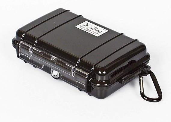 PELI 1040 Micro Case to Protect Small Belongings, IP67 Watertight, 2L Capacity, Made in US, Black/Black Liner