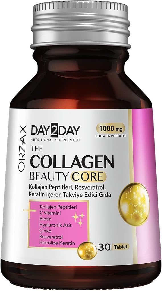 The Collagen Beauty Core Kolajen Tip 1-3, Resveratrol, Keratin, Biotin, C Vitamini, Çinko 30 Tablet