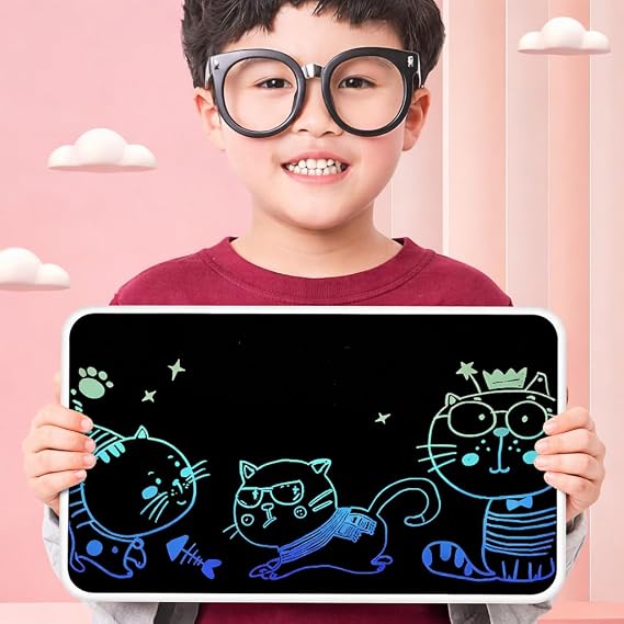 Coverzone Yazı Tableti XL Büyük Boy 21 inç LCD Çift Taraflı, Yetişkinler ve 3+ Çocuklar için Yazı Tahtası, Çizim Yazma Karalama Tahtaları, Eğitim Öğrenme Aracı için Çizim Tahtası 46 x 30cm XLB-21