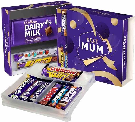 Cadbury "Best Mum" Double Layered Chocolate Selection Box for Mother's Day. Includes 11 Full-Sized Bars; Dairy Milk, Flake, Cruchie, Twirl, Double Decker and more!