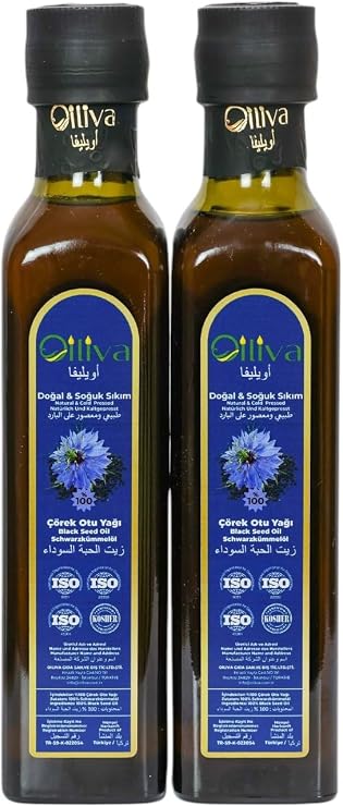 Oiliva Black Cumin Oil 250ml x2 | Cold Pressed | 100% Natural & Additive-Free | Thymoquinone Rich | Glass Bottle | Black Seed Oil