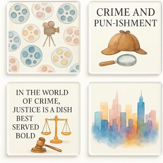 Acrylic Coaster Gift Set of 4 with Whimsy Framescape Design - Vibrant Film Lover Home Decor for Movie Enthusiasts