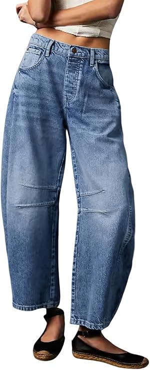 loveimgs Women's Womens Mid Rise Barrel Jeans Casual