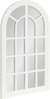 Kate And Laurel Boldmere Rustic Windowpane Wall Mirror; 22 x 38; Rustic White; Farmhouse-Inspired Home Decor